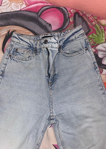 Açık Mavi Yüksek Bel Mom Jeans - Görsel 2