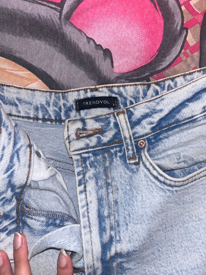 Açık Mavi Yüksek Bel Mom Jeans - Görsel 3