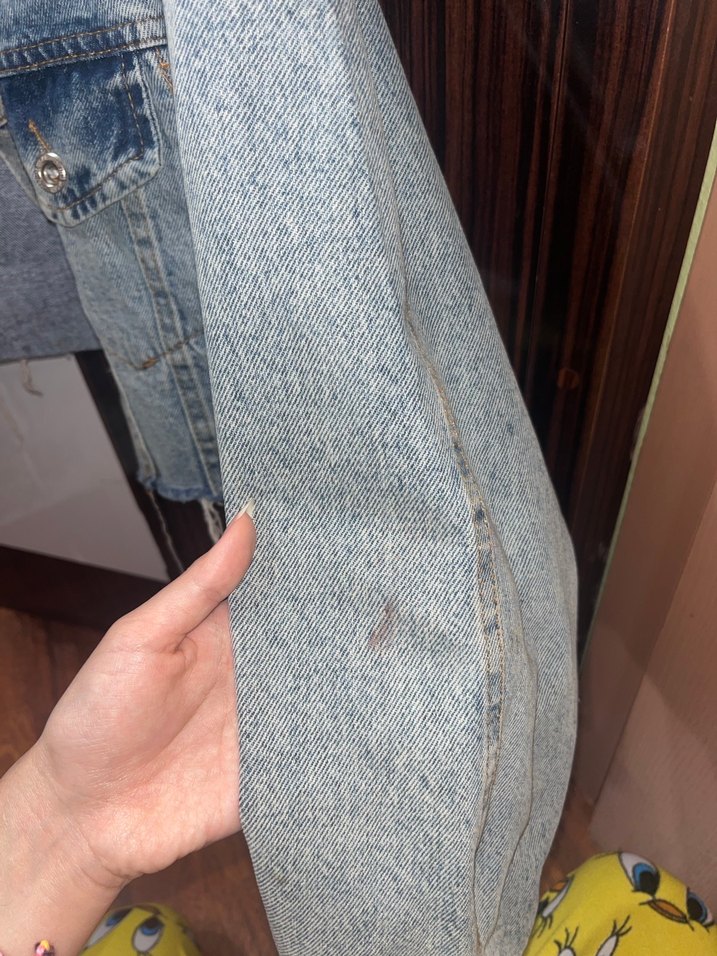 Kadın Gri Mavi Batik Desenli Denim Ceket - Görsel 5
