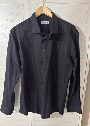 Siyah Keten Erkek Gömlek Regular Fit - Görsel 3