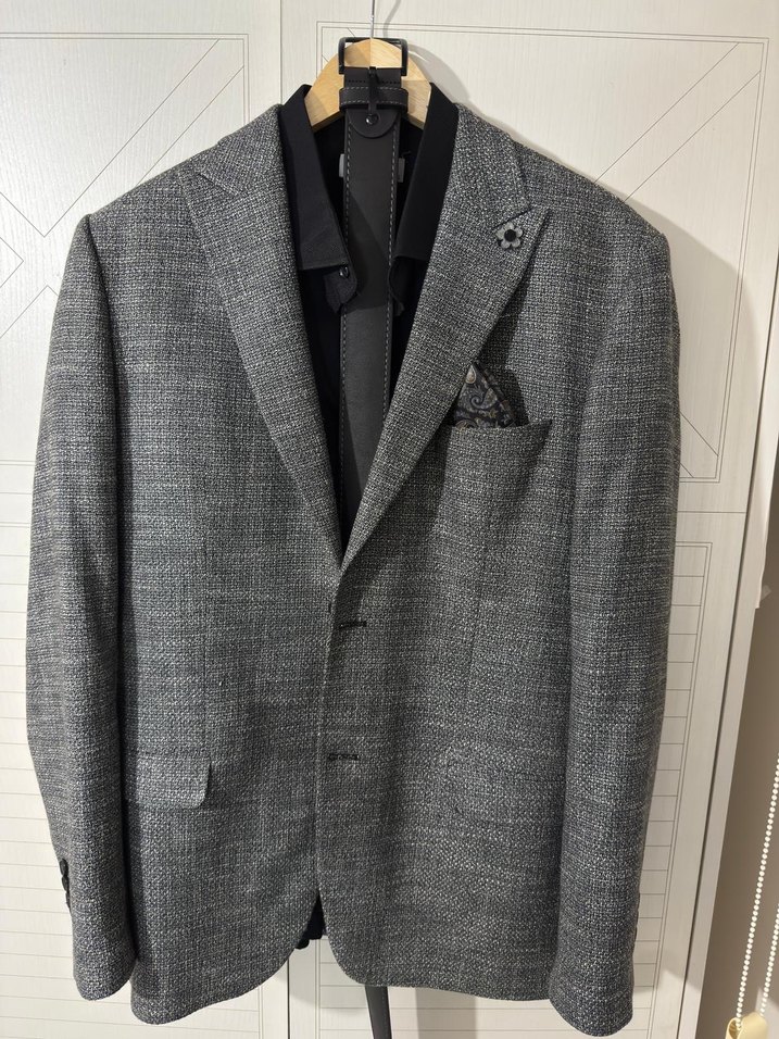 Gri Erkek Ceket, Notch Yaka, Düğmeli - Görsel 5