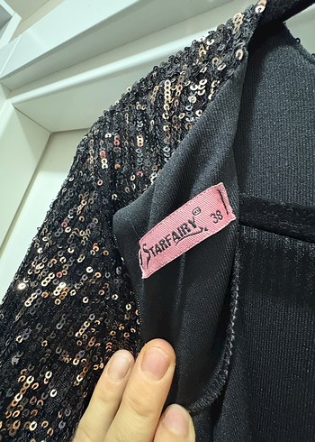 Uzun Kollu Pilili Siyah Abiye Elbise - Görsel 5