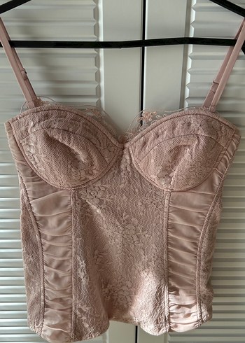 xs Beden Dantel Detaylı pudra Strappy Büstiyer
