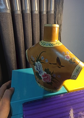 Çin Kültürel Miras Seramik Vazo (Sarı Çiçek Desenli Pastel Vazo) - Görsel 2