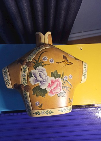 Çin Kültürel Miras Seramik Vazo (Sarı Çiçek Desenli Pastel Vazo) - Görsel 6