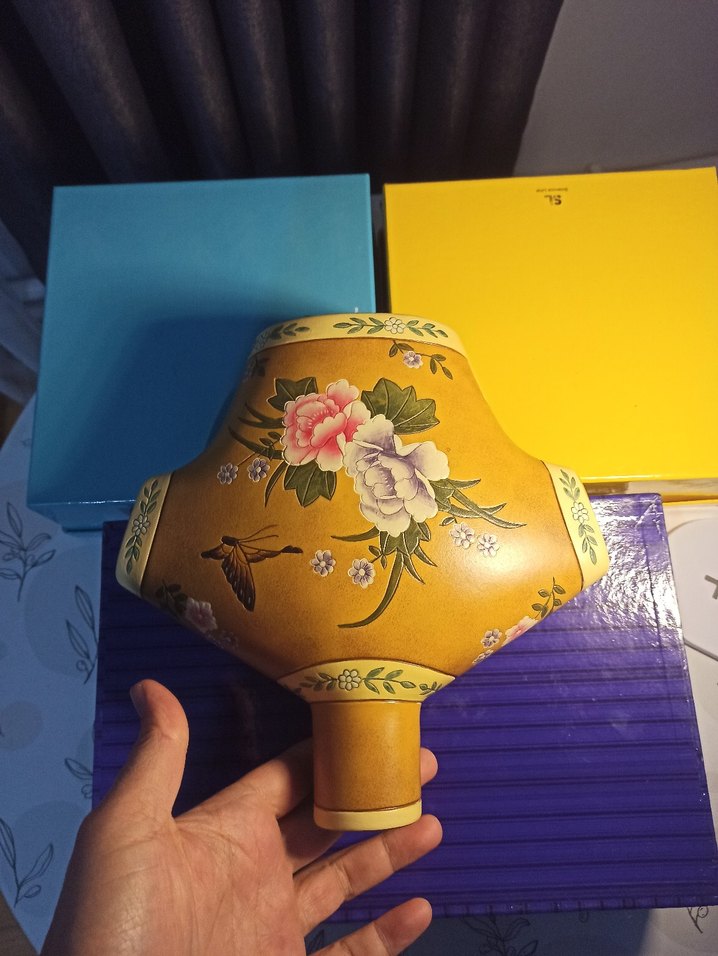 Çin Kültürel Miras Seramik Vazo (Sarı Çiçek Desenli Pastel Vazo) - Görsel 4