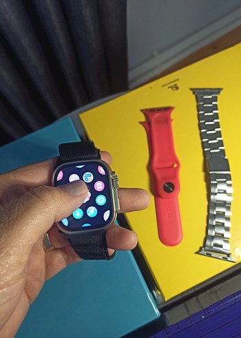 3 Kordonlu Akıllı Saat (Siyah, Kırmızı ve Çelik Kordonlu) - Görsel 7