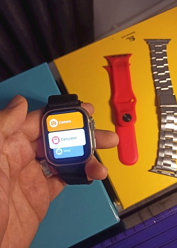 3 Kordonlu Akıllı Saat (Siyah, Kırmızı ve Çelik Kordonlu) - Görsel 6