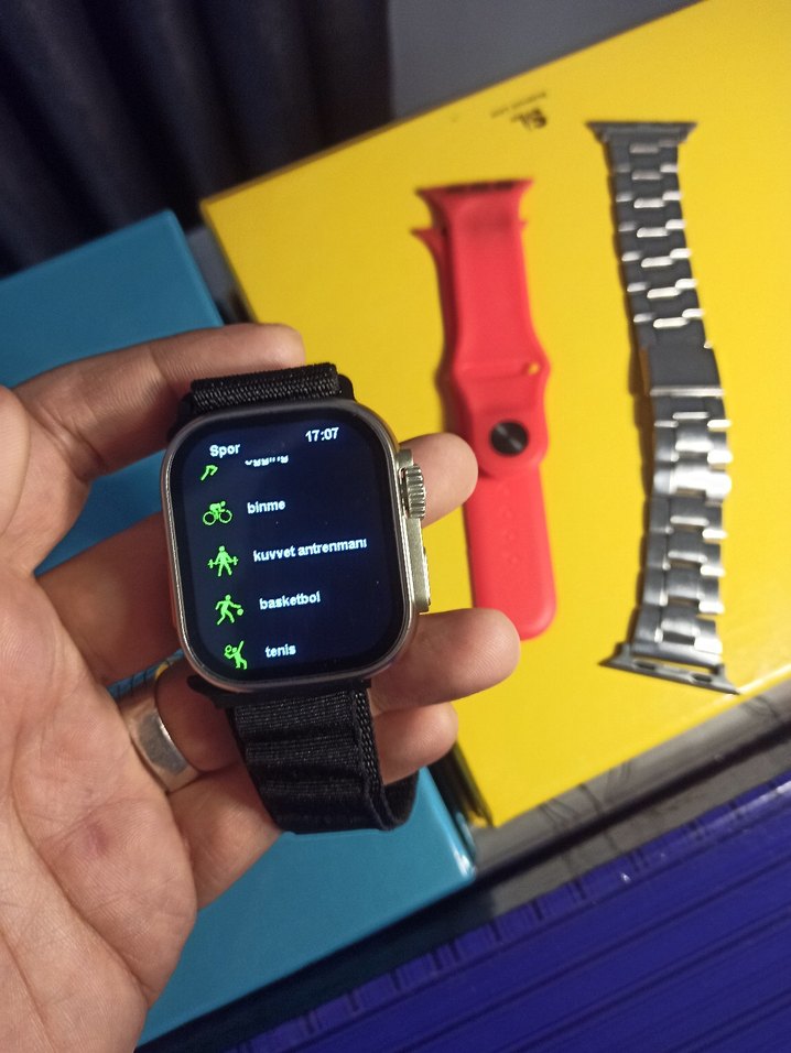 3 Kordonlu Akıllı Saat (Siyah, Kırmızı ve Çelik Kordonlu) - Görsel 5