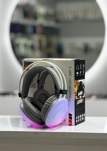 Renkli Kablosuz Mor Kulaklık Y-680 - Görsel 3