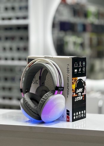 Renkli Kablosuz Mor Kulaklık Y-680 - Görsel 4