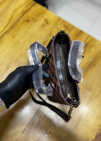 Kahverengi Kareli Deri Kadın Çanta - Görsel 6