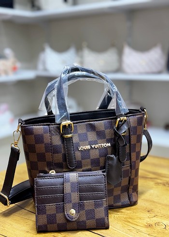 Kahverengi Kareli Deri Kadın Çanta - Görsel 2