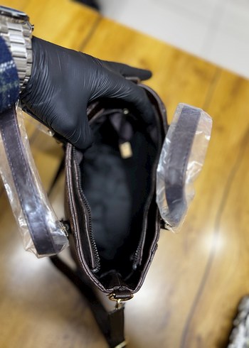 Kahverengi Kareli Deri Kadın Çanta - Görsel 8