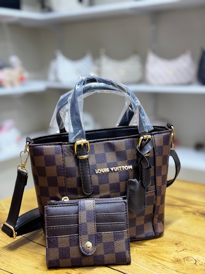 Kahverengi Kareli Deri Kadın Çanta - Görsel 2