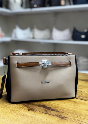 Bej Deri Modern Klasik Kadın Çanta - Görsel 5