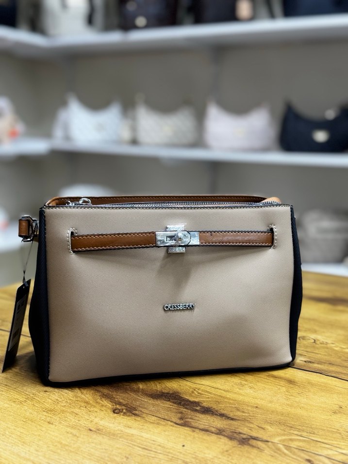 Bej Deri Modern Klasik Kadın Çanta - Görsel 5