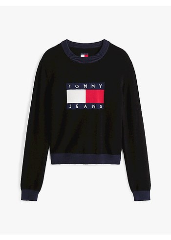Tommy Hilfiger Tommy Jeans Lacivert Bisiklet Yaka Triko Kazak