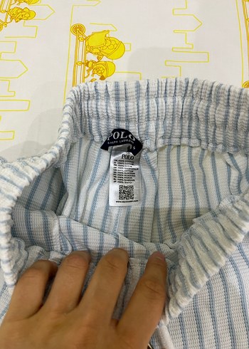 Erkek Beyaz Çizgili Pamuklu Şort - Görsel 3