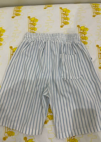 Erkek Beyaz Çizgili Pamuklu Şort - Görsel 2