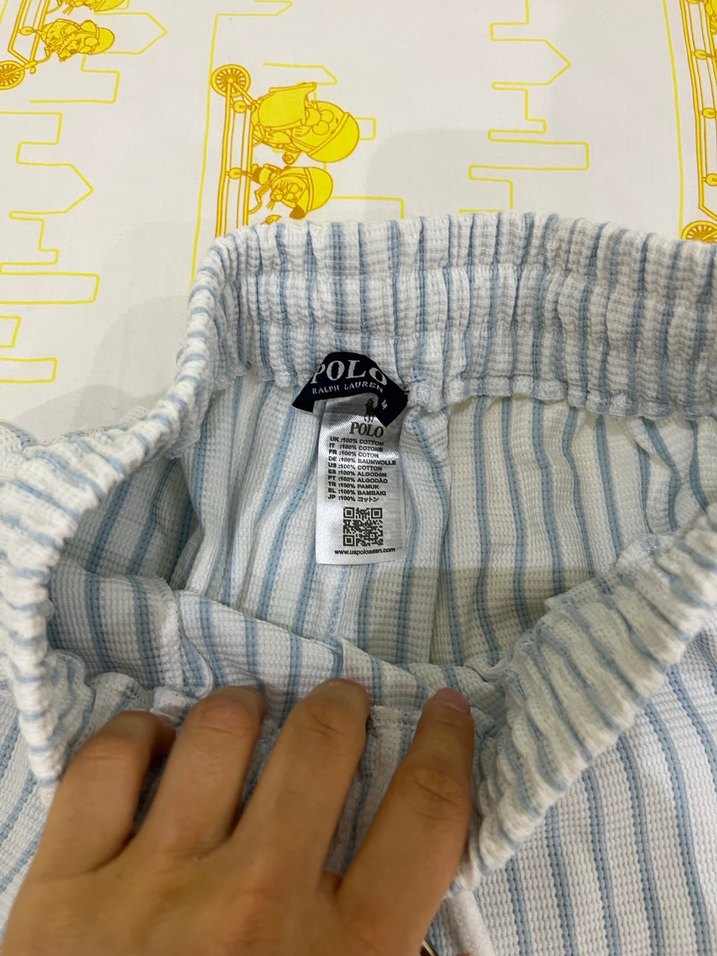 Erkek Beyaz Çizgili Pamuklu Şort - Görsel 3