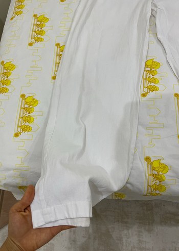 Beyaz Pamuklu Salaş Ünisex Pantolon - Görsel 2