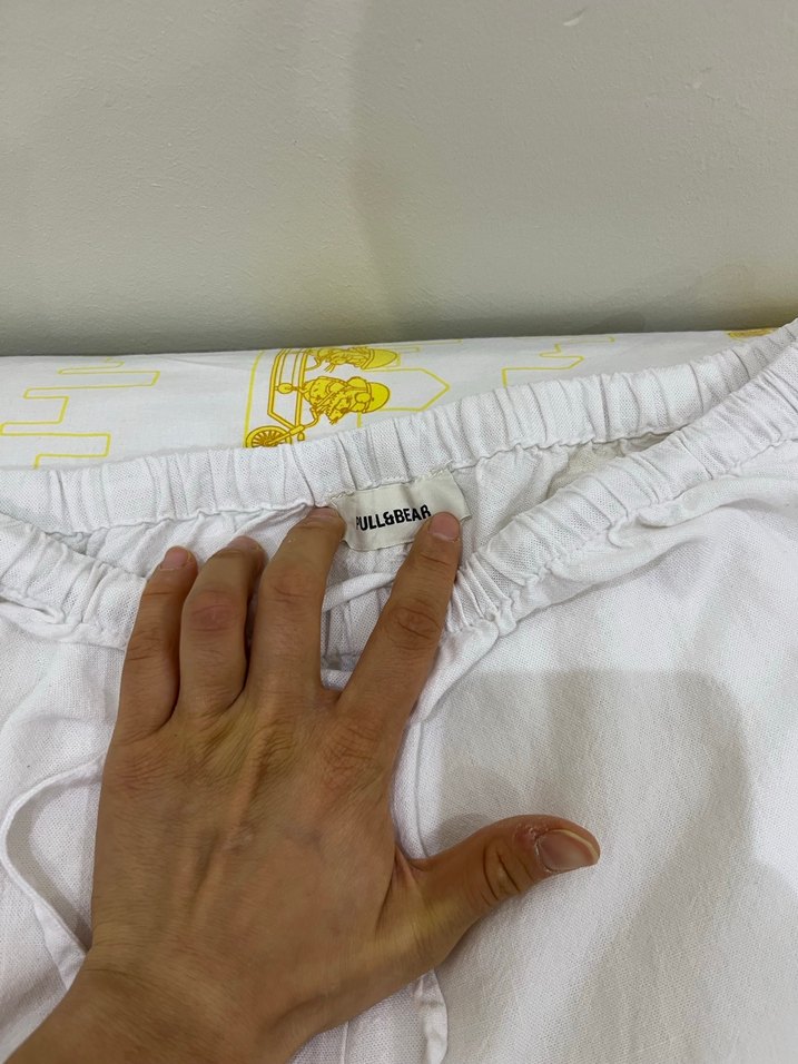 Beyaz Pamuklu Salaş Ünisex Pantolon - Görsel 3