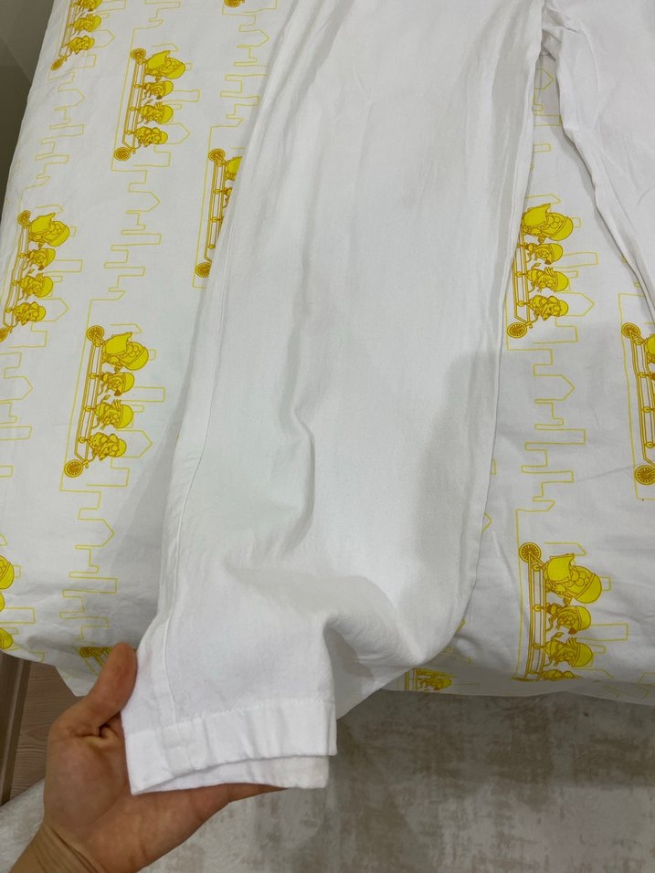 Beyaz Pamuklu Salaş Ünisex Pantolon - Görsel 2