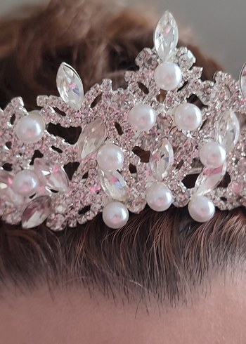 Beyaz Işıltılı Gelin Tacı - Görsel 2