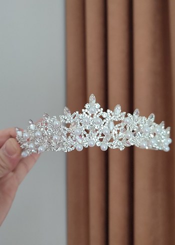 Beyaz Işıltılı Gelin Tacı - Görsel 3