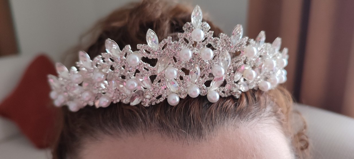 Beyaz Işıltılı Gelin Tacı - Görsel 2