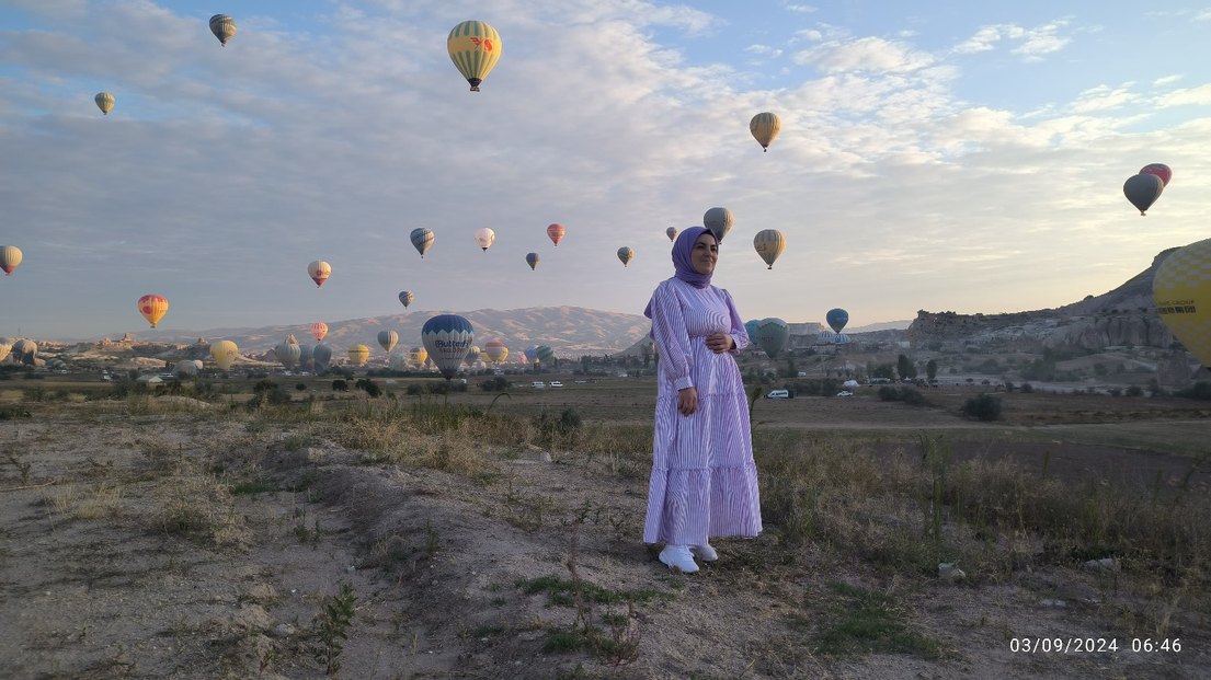 Bohem Puf Kollu Uzun Pamuklu Elbise - Görsel 2