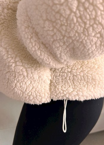 ekru Peluş Kadın Kışlık Midi Mont - Görsel 2