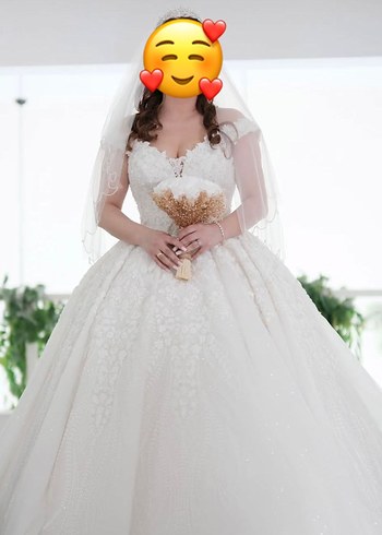 Modern Klasik modana yaka Beyaz Prenses Gelinlik - Görsel 2