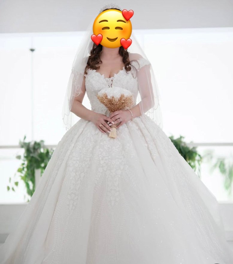 Modern Klasik modana yaka Beyaz Prenses Gelinlik - Görsel 2