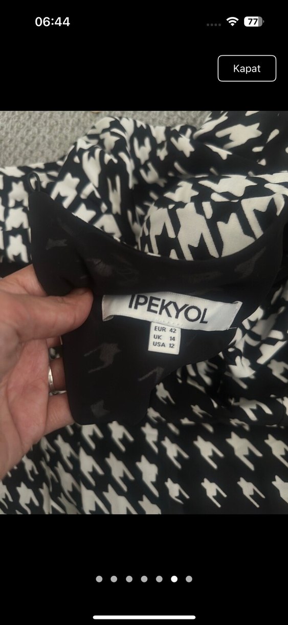 Kadın Siyah Kareli Uzun Kollu Uzun Elbise - Görsel 2