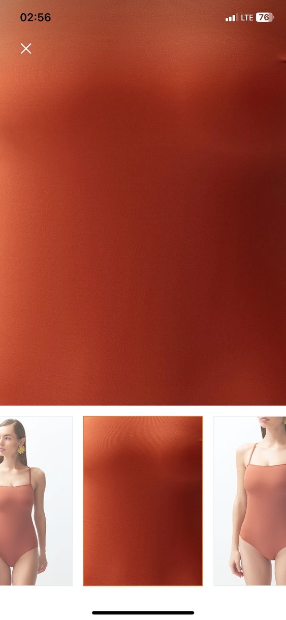 Kiremit kare yaka İnce Askılı sırt dekolteli Kadın regular  Mayo - Görsel 3