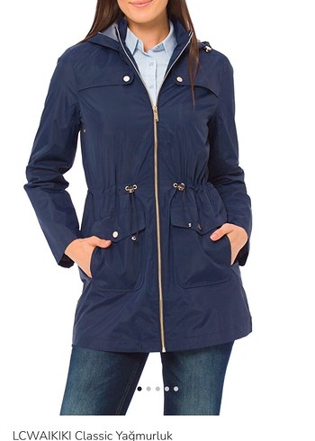 LC Waikiki Lacivert Bel Detaylı  Yağmurluk - Görsel 2