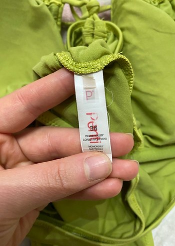 Dantel Detaylı Yeşil Strappy Mayo - Görsel 3