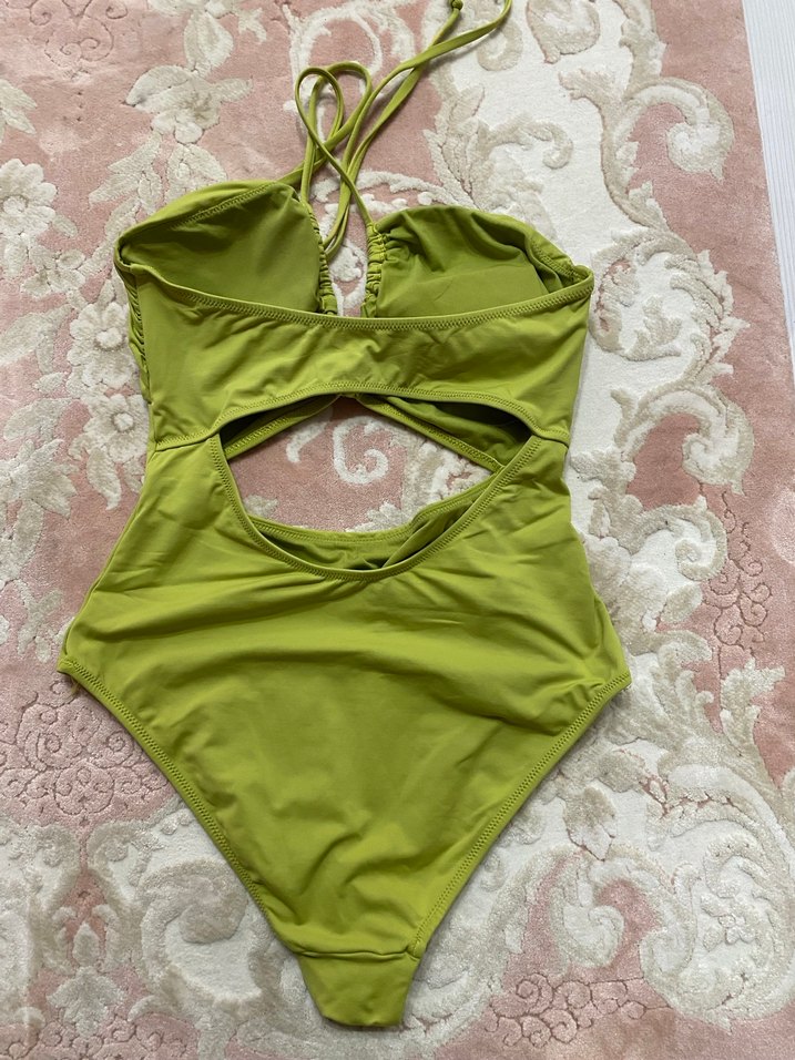 Dantel Detaylı Yeşil Strappy Mayo - Görsel 2