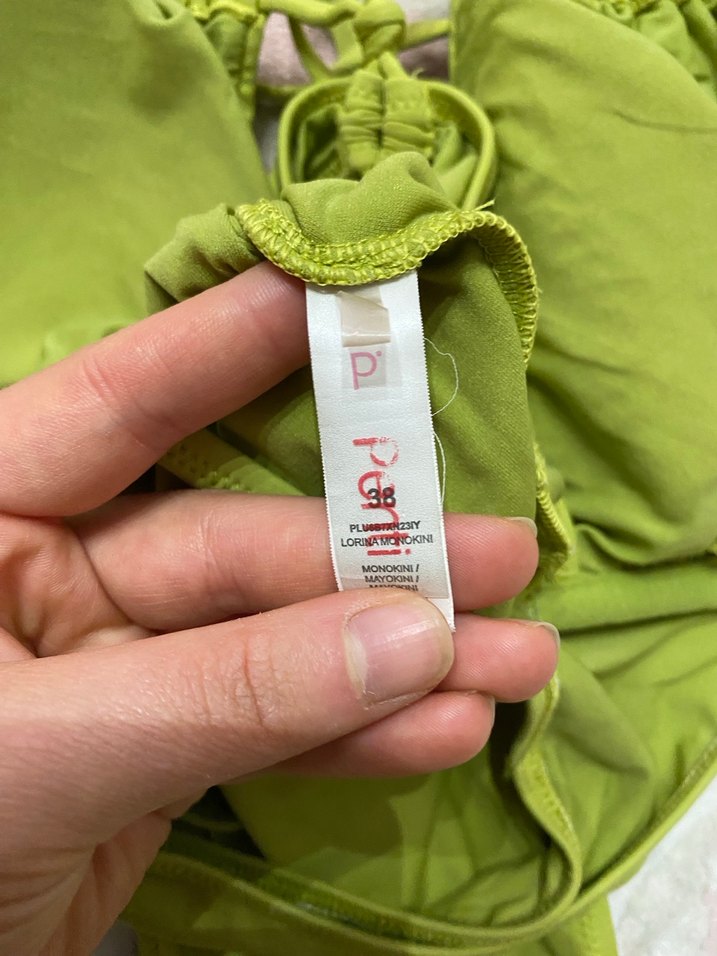 Dantel Detaylı Yeşil Strappy Mayo - Görsel 3