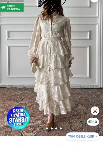 Uzun Beyaz Fırfırlı Bohem Elbise - Görsel 2