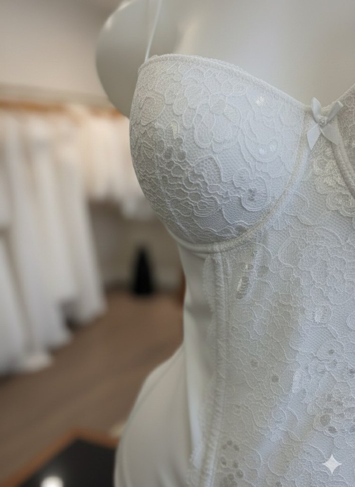 Büstiyer Takım Dantelli Jartiyerli Beyaz - Görsel 2