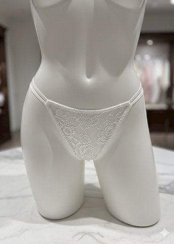 Beyaz Dantelli İp Detaylı Korse Büstiyer - Görsel 4