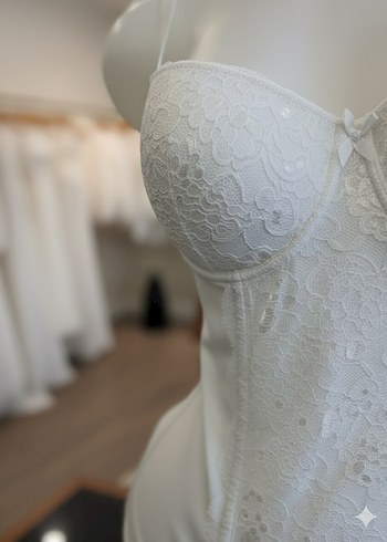 Büstiyer Takım Dantelli Jartiyerli Beyaz - Görsel 5