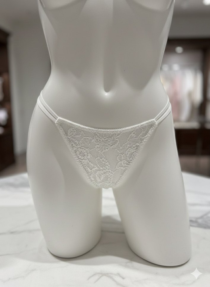 Beyaz Dantelli İp Detaylı Korse Büstiyer - Görsel 3