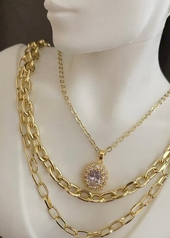 Taş detay zincir kolye - Görsel 2