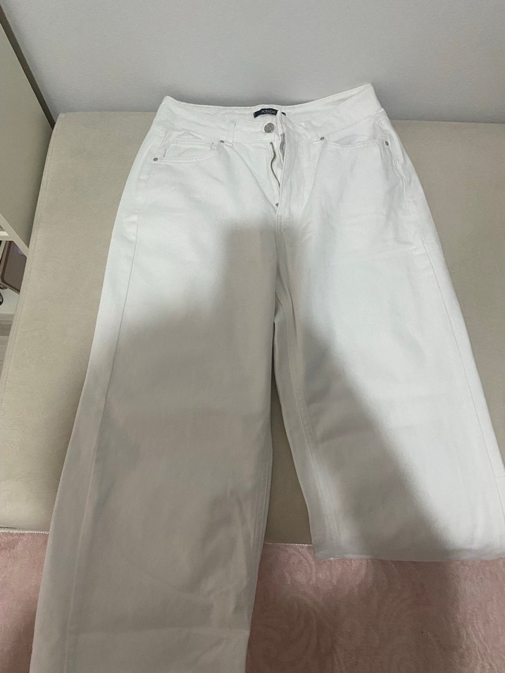 Kadın Beyaz Normal Boy Pamuklu Jean - Görsel 4