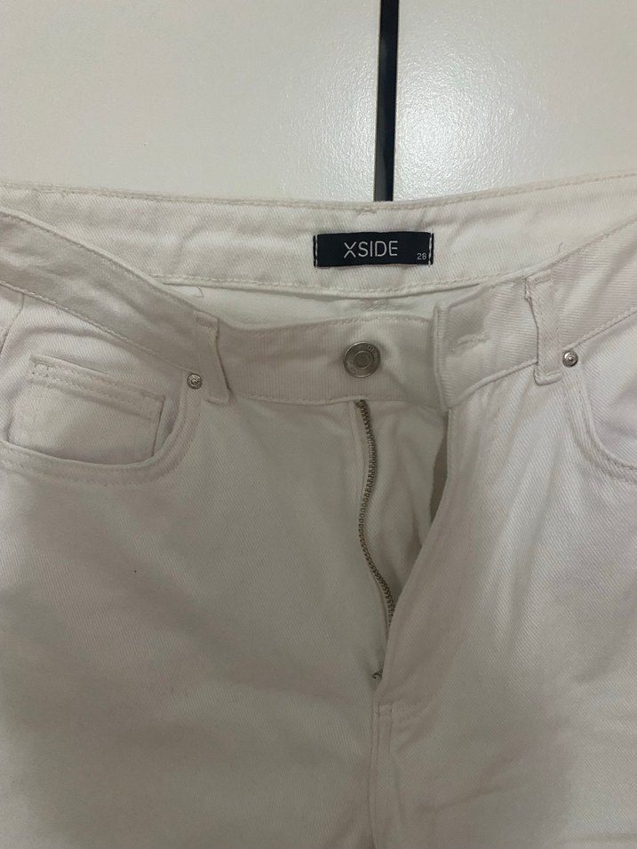 Kadın Beyaz Normal Boy Pamuklu Jean - Görsel 2