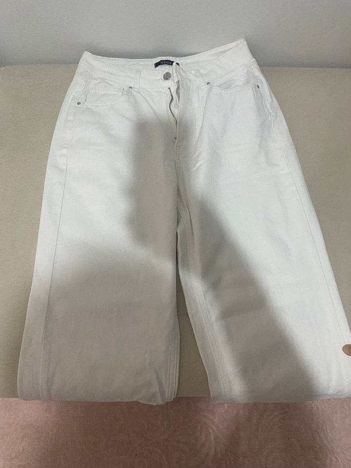 Kadın Beyaz Normal Boy Pamuklu Jean - Görsel 3